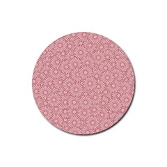 Flora Flowers Pattern Design Pink Spring Nature Rubber Coaster (round) by artworkshop