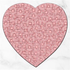 Flora Flowers Pattern Design Pink Spring Nature Jigsaw Puzzle (heart) by artworkshop