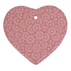 Flora Flowers Pattern Design Pink Spring Nature Heart Ornament (two Sides) by artworkshop