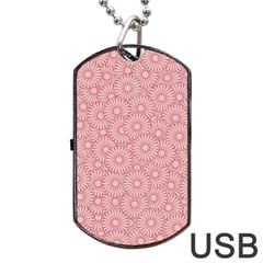 Flora Flowers Pattern Design Pink Spring Nature Dog Tag Usb Flash (two Sides) by artworkshop