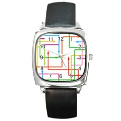 Arrows Direction Productionplanning Square Metal Watch by Wegoenart