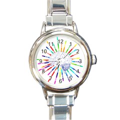 Brain Icon Star Biology Abstract Round Italian Charm Watch by Wegoenart