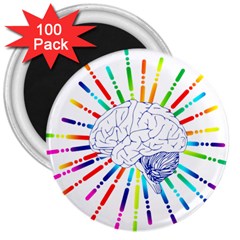 Brain Icon Star Biology Abstract 3  Magnets (100 Pack) by Wegoenart