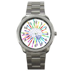 Brain Icon Star Biology Abstract Sport Metal Watch by Wegoenart