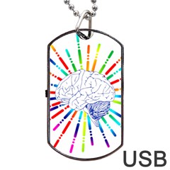 Brain Icon Star Biology Abstract Dog Tag Usb Flash (one Side) by Wegoenart