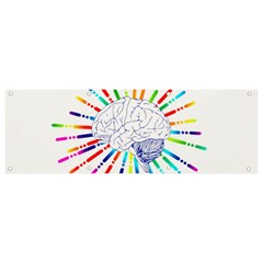 Brain Icon Star Biology Abstract Banner And Sign 9  X 3 