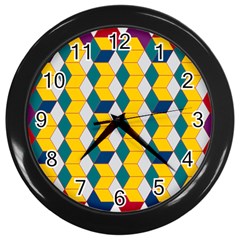 Vectors Blocks Label Illusion Wall Clock (black) by Wegoenart