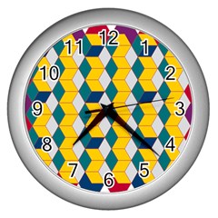 Vectors Blocks Label Illusion Wall Clock (silver) by Wegoenart