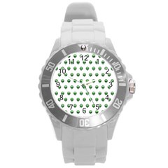 Aliens Ufo Fantasy Pattern Round Plastic Sport Watch (l) by Wegoenart