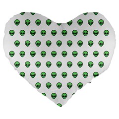 Aliens Ufo Fantasy Pattern Large 19  Premium Flano Heart Shape Cushions by Wegoenart