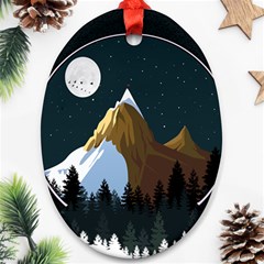 Mountains Forest Moon Stars View Ornament (oval) by Wegoenart