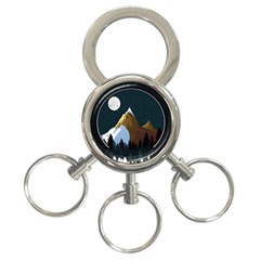 Mountains Forest Moon Stars View 3-ring Key Chain by Wegoenart