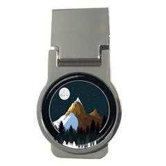 Mountains Forest Moon Stars View Money Clips (Round) 