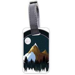 Mountains Forest Moon Stars View Luggage Tag (one Side) by Wegoenart