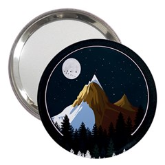 Mountains Forest Moon Stars View 3  Handbag Mirrors