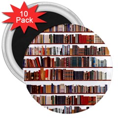 Books Shelves Bookshelves Bookcase 634 3  Magnets (10 Pack)  by Wegoenart