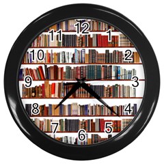 Books Shelves Bookshelves Bookcase 634 Wall Clock (black) by Wegoenart