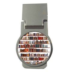 Books Shelves Bookshelves Bookcase 634 Money Clips (round)  by Wegoenart