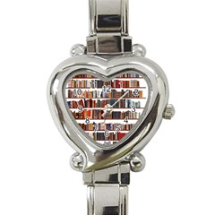 Books Shelves Bookshelves Bookcase 634 Heart Italian Charm Watch by Wegoenart