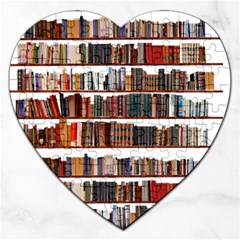 Books Shelves Bookshelves Bookcase 634 Jigsaw Puzzle (heart) by Wegoenart