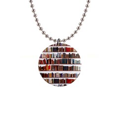 Books Shelves Bookshelves Bookcase 634 1  Button Necklace by Wegoenart