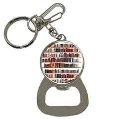 Books Shelves Bookshelves Bookcase 634 Bottle Opener Key Chain by Wegoenart