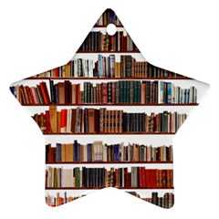 Books Shelves Bookshelves Bookcase 634 Star Ornament (two Sides) by Wegoenart