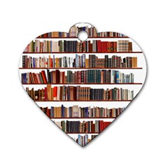 Books Shelves Bookshelves Bookcase 634 Dog Tag Heart (one Side) by Wegoenart