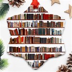 Books Shelves Bookshelves Bookcase 634 Snowflake Ornament (Two Sides) Front