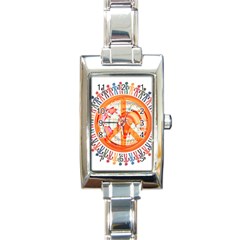 Illustrations People Peacemankindsilhouettes Rectangle Italian Charm Watch by Wegoenart