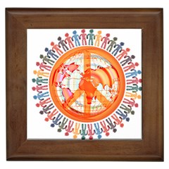 Illustrations People Peacemankindsilhouettes Framed Tile by Wegoenart