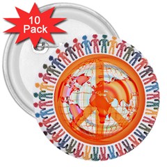 Illustrations People Peacemankindsilhouettes 3  Buttons (10 Pack)  by Wegoenart