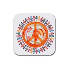 Illustrations People Peacemankindsilhouettes Rubber Coaster (square) by Wegoenart