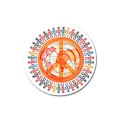 Illustrations People Peacemankindsilhouettes Magnet 3  (round) by Wegoenart