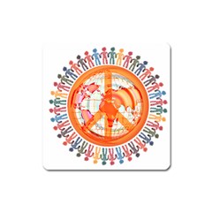 Illustrations People Peacemankindsilhouettes Square Magnet by Wegoenart