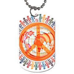 Illustrations People Peacemankindsilhouettes Dog Tag (one Side) by Wegoenart