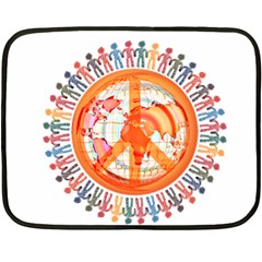 Illustrations People Peacemankindsilhouettes Double Sided Fleece Blanket (mini)  by Wegoenart