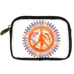 Illustrations People Peacemankindsilhouettes Digital Camera Leather Case by Wegoenart