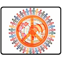 Illustrations People Peacemankindsilhouettes Fleece Blanket (medium)  by Wegoenart