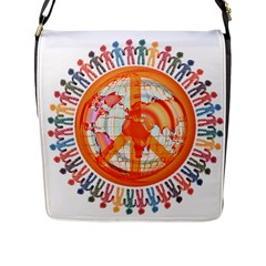 Illustrations People Peacemankindsilhouettes Flap Closure Messenger Bag (l) by Wegoenart