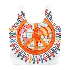 Illustrations People Peacemankindsilhouettes Full Print Recycle Bag (l) by Wegoenart