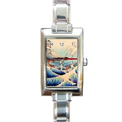 Wave Japanese Mount Fuji Rectangle Italian Charm Watch