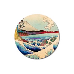 Wave Japanese Mount Fuji Magnet 3  (Round)