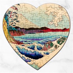 Wave Japanese Mount Fuji Jigsaw Puzzle (Heart)