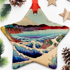 Wave Japanese Mount Fuji Star Ornament (Two Sides)