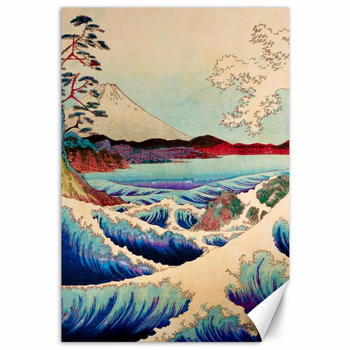 Wave Japanese Mount Fuji Canvas 12  x 18 