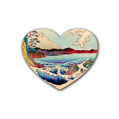 Wave Japanese Mount Fuji Rubber Heart Coaster (4 pack)