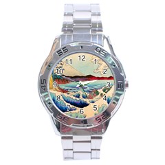 Wave Japanese Mount Fuji Stainless Steel Analogue Watch