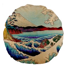 Wave Japanese Mount Fuji Large 18  Premium Round Cushions