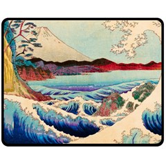 Wave Japanese Mount Fuji Double Sided Fleece Blanket (medium)  by Wegoenart